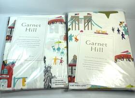 11457 Garnet Hill Portuguese Cotton In A New York Minute Queen Flat And Fitted Sheets Wh