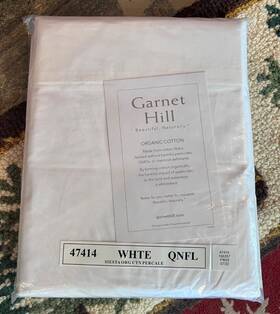 47414 Garnet Hill Siesta Solid Organic Cotton Percale White Queen Flat 96 Inch X102 New