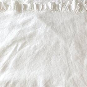 47979 Garnet Hill 100% Linen Queen Ruffle White Flat Sheet Made In Portugal Euc Nice