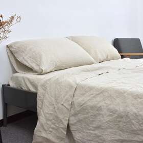 Ghuipro 692758089484 100% Linen Sheets Set Queen Size Natural Flax Bed Sheet 4 Pieces 1 Fla
