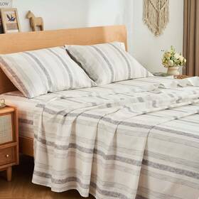 G018 Gogreen 4 Piece Strip Gray Microfiber Bed Sheet Set Queen Deep Pocket G018 Gogreen 4 Piece Strip Gray Microfiber Bed Sheet Set Queen Deep Pocket