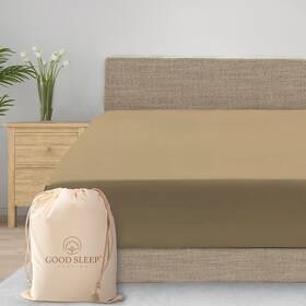 Fo-gsb-usa-09 Good Sleep Bedding Queen Fitted Sheet - 100% Egyptian Cotton Taupe