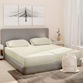 Gs-yo-1000u-77 Good Sleep Bedding Split King Sheet Set Egyptian Cotton 5pc Sateen 16in Deep Pocket Ivory Gs-yo-1000u-77 Good Sleep Bedding Split King Sheet Set Egyptian Cotton 5pc Sateen 16in Deep Pocket Ivory