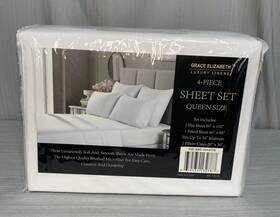 Grace Elizabeth 650434132787 Luxury Linens 4-piece Queen Sheet Set Fits 16 Inch Mattress