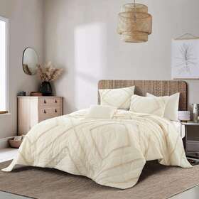 Grace Living 810068912920 Natalee Tufted Cotton 4pc Set King/california King - Beige