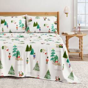 Great Bay Home 192020190080 100% Cotton Holiday Printed Flannel Sheet Set - Queen