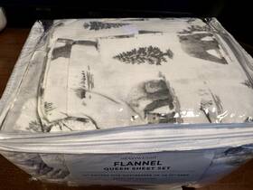 Ec200375 Great Bay Home 100% Turkish Cotton Queen Lodge Holiday Flannel Sheet Set Deep