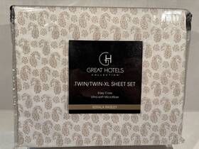 Great Hotels 042075560911 Collection Kerala Paisley Microfiber Easy Care Twin Xl Set New
