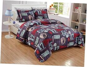 Green Living Group 840079129628 6-piece Kids/teens Sports Mini Bed In A Bag Size Comforter Full Gray Baseball
