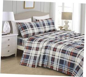 Green Living Group 840079159601 4-piece Lodge Plaid Sheet Set Size - Blue Orange White Queen Multicolor Green Living Group 840079159601 4-piece Lodge Plaid Sheet Set Size - Blue Orange White Queen Multicolor