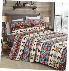 Green Living Group 840079171573 4-piece Southwestern Geometric Motif Sheet Set Queen Multi Green Living Group 840079171573 4-piece Southwestern Geometric Motif Sheet Set Queen Multi