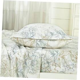 Green Living Group 840079176035 Clematis 3-piece Tranquil Floral Bed Sheet Set - Twin Soft Gray