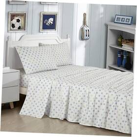 Green Living Group 840079177957 4-piece Football Soccer Sheet Set - Soft King Blue White