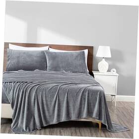 Fs200-sheet-medium Green Living Group Extra Soft Fleece Sheet Set Microplush Non-pilling Velvety King Medium Gray