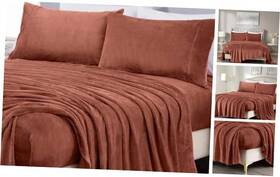 Fs200-sheet-terracotta-cal Green Living Group Extra Soft Fleece Sheet Set California King Microplush Non-pilling Velvety Fs200-sheet-terracotta-cal Green Living Group Extra Soft Fleece Sheet Set California King Microplush Non-pilling Velvety