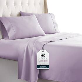 Zm18-sh-qlav Hc Collection Bed Sheets Set Queen With 2 Pillowcases 08 - Lavender