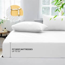 Hzc-clzt-40szxw-white-k Hcora 100% Viscose Derived From Bamboo Fitted Sheet With Pillowcases - 400 Thread C
