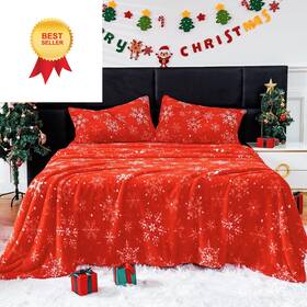 Hzc-cp4pcs-bjr-sm114-k Hcora Faux Fur King Size Sheets Set Luxury Soft Fleece Bed 01# Christmas