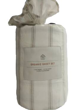Hearth & Hand 493240200598 Brand New And Organic Tic Stripe California King Sheet Set