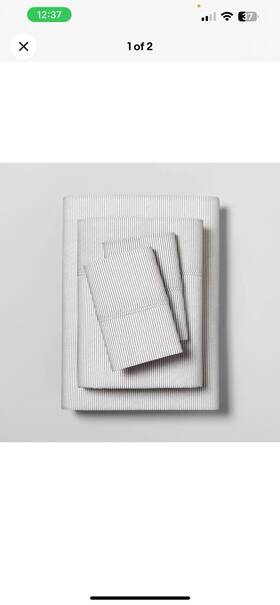53739046 Hearth & Hand With Magnolia King Microstripe Printed Organic Sheet Set Railroad Gray / Sour Cream 53739046 Hearth & Hand With Magnolia King Microstripe Printed Organic Sheet Set Railroad Gray / Sour Cream