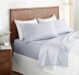 83030277 Hearth & Hand With Magnolia 4pc Full M Lange Dyed Sheet Set Blue - And