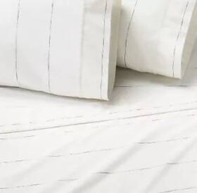 83030287 Hearth & Hand With Magnolia 4pc King Percale Thin Stripe Sheet Set Sour Cream/railroad Gray And 83030287 Hearth & Hand With Magnolia 4pc King Percale Thin Stripe Sheet Set Sour Cream/railroad Gray And