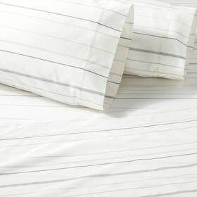 83030306 Hearth & Hand With Magnolia 4pc King Cotton Percale Multistripe Sheet Set Gray/neutrals - And