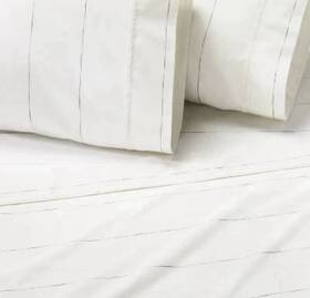 83030333 Hearth & Hand With Magnolia And 4pc King Cotton Percale Thin Stripe Sheet Inch Broken Pencil Set New