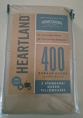 Heartland 444600290377 Homegrown 400 Tc 100% Cotton Percale Weave Standard Pillowcases Ivory