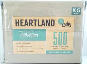 Heartland 444600406068 500 Thread 100% Cotton King Sheet Set Khakhi Sateen Weave New