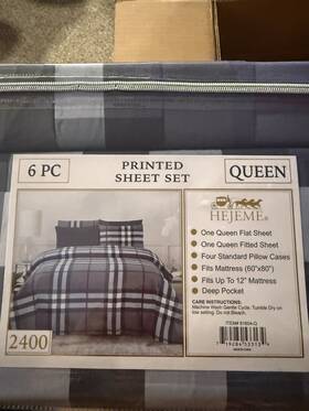 91604-q Hejeme Queen King 6 Piece Sheet Set 2400 Deep Pocket Floral Plaid Geometric