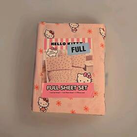 Hello Kitty 032281112110 Pink Sanrio Full Sheet Set With Bows And Flowers 100% Cotton Nwt Hello Kitty 032281112110 Pink Sanrio Full Sheet Set With Bows And Flowers 100% Cotton Nwt