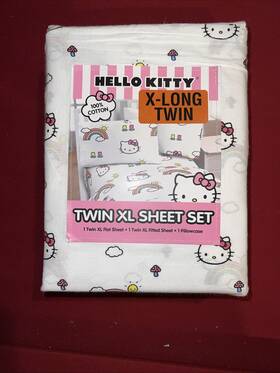 Hello Kitty 032281117177 Pattern White Bed Sheet Set Xl Twin 100% Cotton Nwt Hello Kitty 032281117177 Pattern White Bed Sheet Set Xl Twin 100% Cotton Nwt