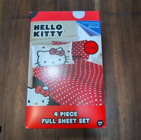 Hello Kitty 073558874652 New 4 Piece Full Sheet Set Microfiber Fitted Flat Pillowcases Hello Kitty 073558874652 New 4 Piece Full Sheet Set Microfiber Fitted Flat Pillowcases