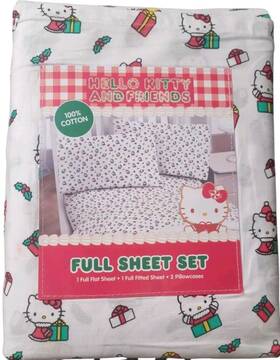 45887 Hello Kitty Holiday Christmas - Full Size Sheet Set New