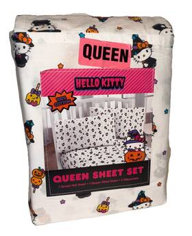 Hello Kitty By Sanrio 032281814601 Halloween Witch Candy Apple Queen Sheet Set 100% Cotton Design New
