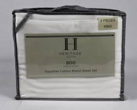 Heritage 734737756182 Home - 800 Thread Count Egyptian Cotton King Sheet Set