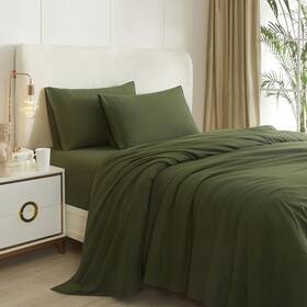Hbdst01-aff Highbuy Army Green Full Size Sheet Set Extra Soft Deep Pocket Sheets