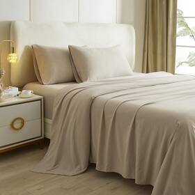 Hbdst01-lqf Highbuy Beige Queen Sheet Set - Hotel Luxury Bed Sheets 4 Pieces Cooling For Q