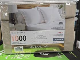 Highland Park 806222691619 100% Cotton 1000 Tc Queen Oatmeal 6 Piece Sheet Set