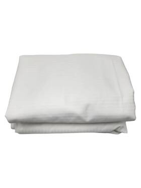 Rn110972 Hilton Trucore Lot Of 2 X Queen Flat Sheet Hotel Quality Sateen Stripe White