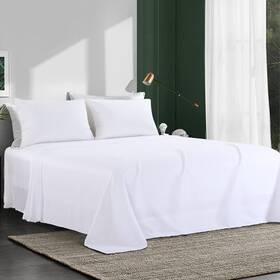 Hombys 726084846630 White Oversized King Flat Sheets Extra Large Soft And Durable Bed Sheet
