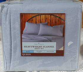 11fln-b-q Home Classics Nip Heavyweight Flannel Sheet Set Blue 4 Pc. Queen