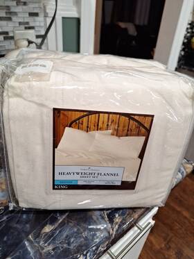 Home Classics 400894857610 New 100% Cotton Heavyweight Flannel King Sheet Set Ivory