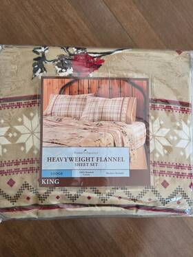 Home Classics 400917804119 Nip Lodge Horse Heavyweight Cotton Flannel 4 Piece King Sheet Set