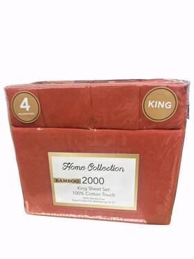 Home Collection 025725115073 King Size Bamboo 2000 Count Sheet Set 6pc Fall Orange Deep Pockets New With Tag
