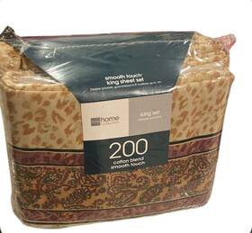 Home Collection 028828192578 King Sheet Set Smooth Touch Print 200 Cotton Blend Grand Tour