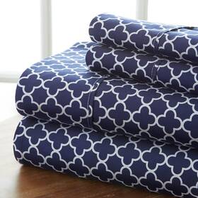 Home Collection 661854182518 4 Pcs Ultra Soft Printed Bed Sheet Set In King Size