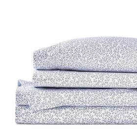 Home Decorators Collection 887719195377 Sheet Set King 4-piece Botanical Adult Sateen Lake Blue Floral