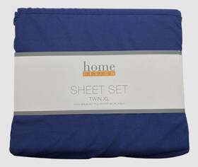 Home Design 081806792825 Blue Solid Brushed Microfiber 3-pc. Sheet Set Size Twin Xl
